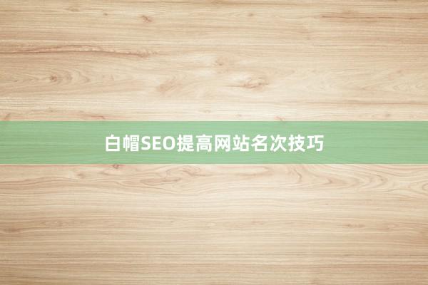 白帽SEO提高网站名次技巧