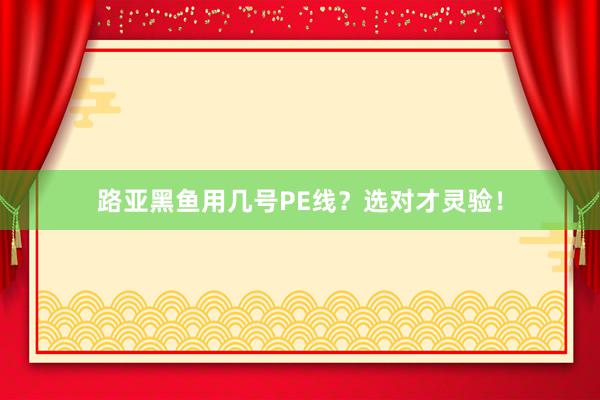 路亚黑鱼用几号PE线？选对才灵验！