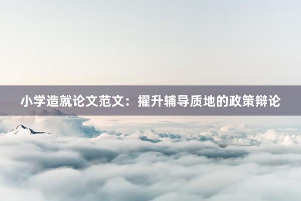 小学造就论文范文：擢升辅导质地的政策辩论